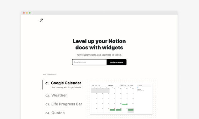 Indify: Notion widgets- Featured Shot